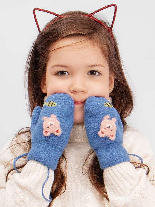 Варежки детские на шнурке Kim Lin - Соль&перец фото 3