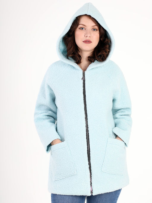 Кардиган с капюшоном голубой женский на молнии - Almond фото 3