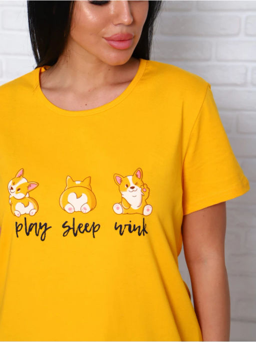 Пижама Корги синий (шорты) (кулирка) - Каприз фото 2