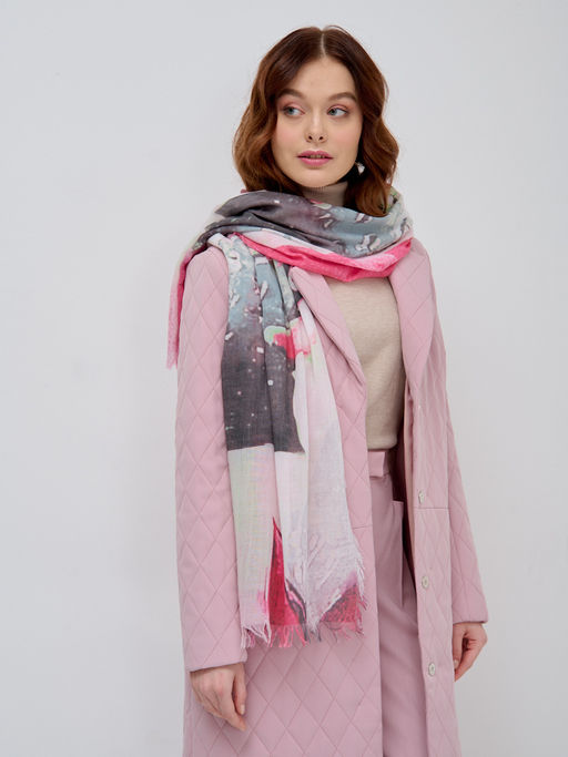 Большой, красивый палантин с бахромой. Хлопок 65% Вискоза 35%Рисунок нанесен вручную - Tantino фото 4