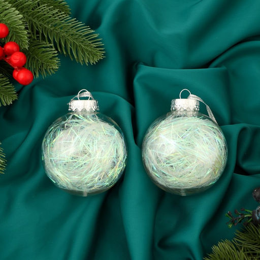 Ёлочные игрушки Сияние, шары новогодние, d=8 см, набор 2 шт., перламутр