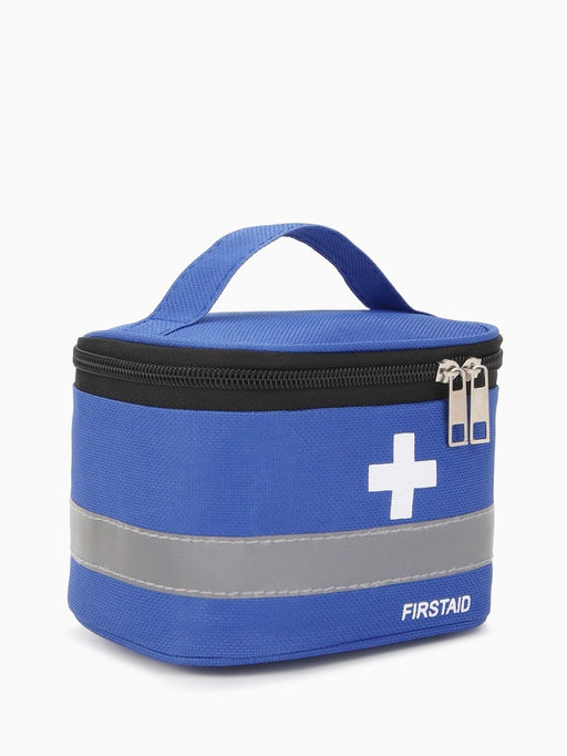 Косметичка-аптечка на молнии, на подкладке, с ручкой, с принтом, синяя