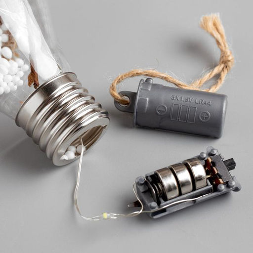 Ёлочный шар Шишки с красной мишурой, 5 LED, от батареек, свечение белое - Luazon lighting фото 8