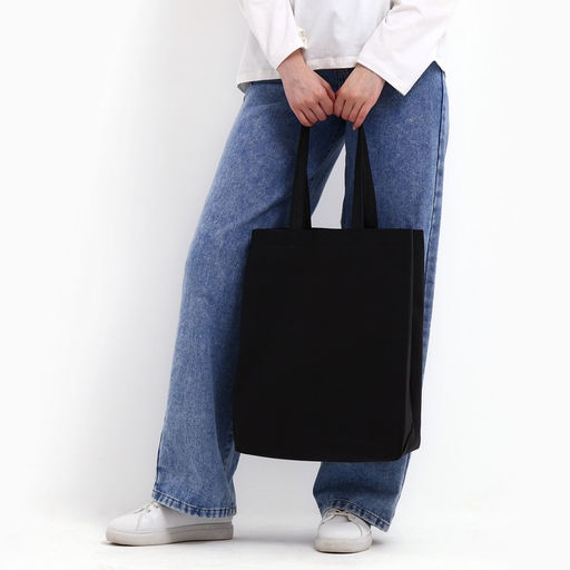 Цена за 3 шт. Шопер, 42×10×30 см, однотонный, без подклада, цвет чёрный