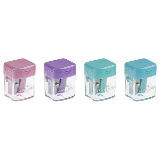 Точилка Faber-Castell "Mini box" пласт., 1 отв., с контейнером (182801) пастельный цвет в ассортименте