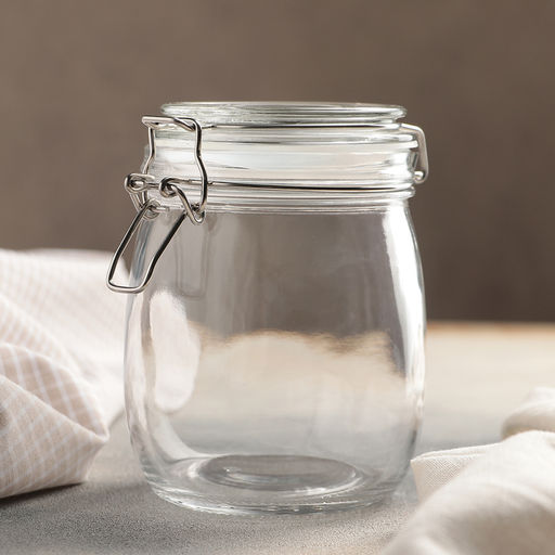 Банка для хранения сыпучих продуктов Доляна «Оптима», 900 мл, 10,5×13,5 см, стекло, с бугельным замком