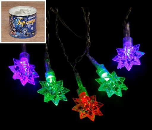 Эл. гирлянда диодная 20шт. 4.0м "Снежинки" (413015) цветная, в тубе