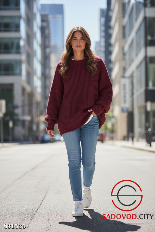 Свитер вязаный однотонный