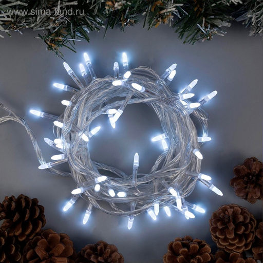 Гирлянда Нить 10 м с насадками Игла, IP20, прозрачная нить, 100 LED, свечение белое, 8 режимов, 220 В - Luazon lighting фото 2