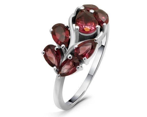 Кольцо из серебра родолит, Брюнетка