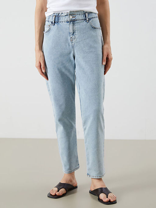 Beli Lastikli Slim Mom Kad?n Jean Pantolon