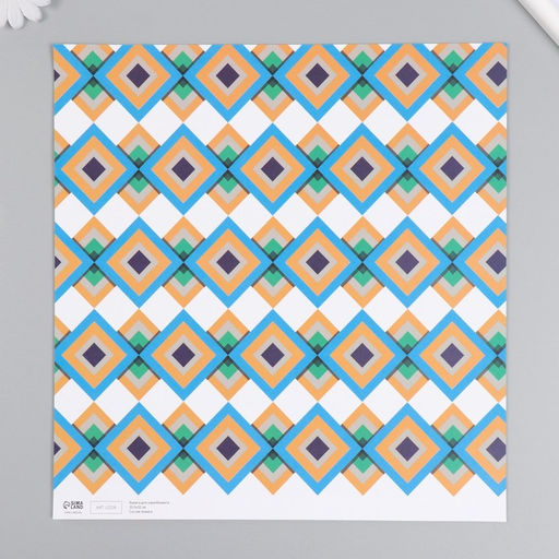 Цена за 5 шт. Бумага для скрапбукинга двусторонняя «Ромбы», плотность 180 г, 30.5×32 см