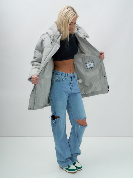 Куртка летучая мышь женская с капюшоном зимняя зеленого цвета 9617Z - Mtforce фото 17