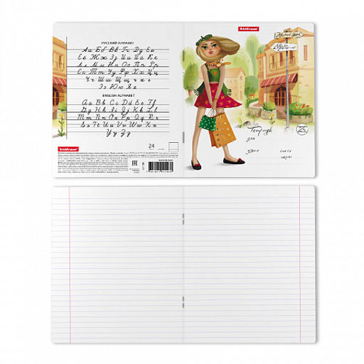 Цена за 10 шт. Тетрадь школьная ученическая ErichKrause Девочки-красавицы, 24 листа, линейка (в плёнке по 10 шт.)_MIX-PACK  фото 8