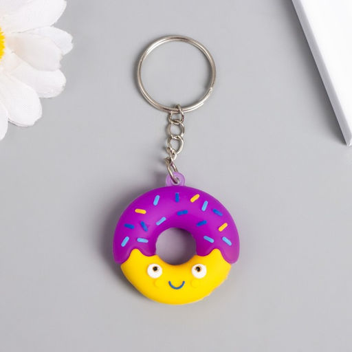 Цена за 12 шт. Брелок резина "Весёлый пончик" МИКС 3,5х3,5 см