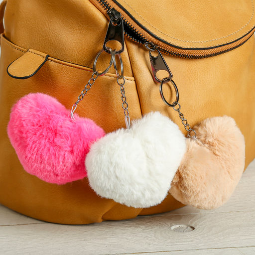 Цена за 2 шт. Пушистый брелок для ключей на кольце Сердечко, на рюкзак, сумку, 11?10?4 см, МИКС