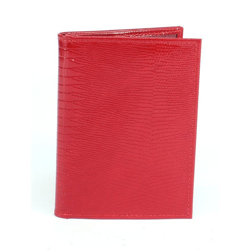 Обложка для авто+паспорт-Croco-ВП-102 натуральная кожа красный игуана (73) 265398