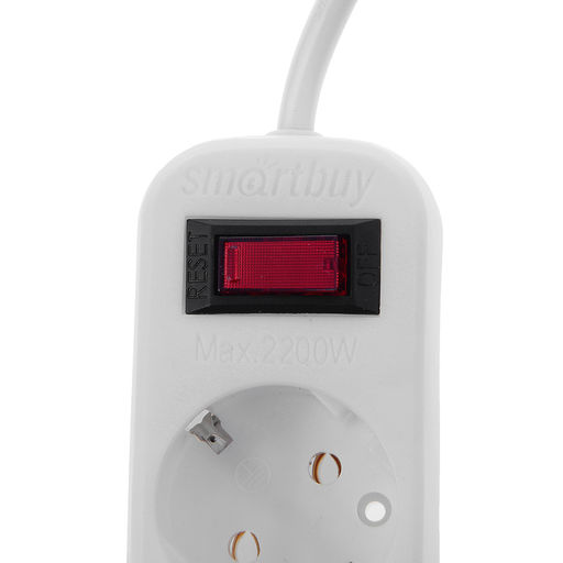 Сетевой фильтр Smartbuy, 5 розеток, 5 м, 10 А, 2200 Вт, с з/к, белый