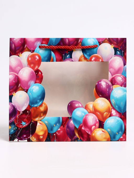 Цена за 2 шт. Пакет подарочный с окном Воздушные шары, 25?10?22 см - UPAK LAND фото 7