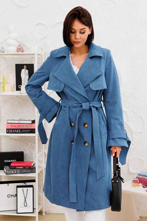 Плащ AURA 7037-176-Р темно-голубой деним