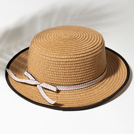 Шляпа для девочки MINAKU «Леди», размер 52-54, бежевая