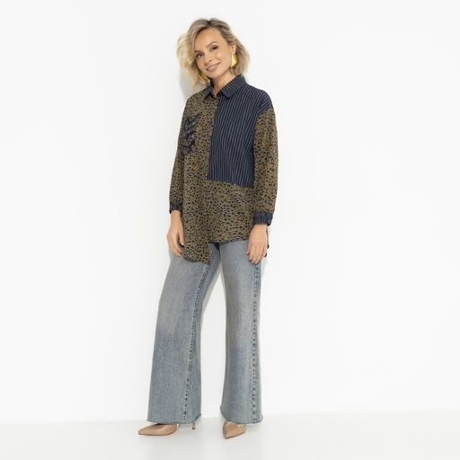 Рубашка асимметричного кроя Жемчужина образа (green) - Charutti фото 4