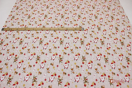 Сатин Веселые гулянья цв.бежевый, ш.1.61м, хлопок-100%, 110гр/м.кв - Купава фото 3