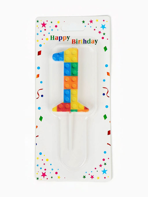 Цена за 3 шт. Свеча для торта «Лего» цифра 1