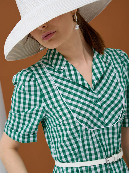 Платье хлопок клетка зелено-белая - Tantino фото 10