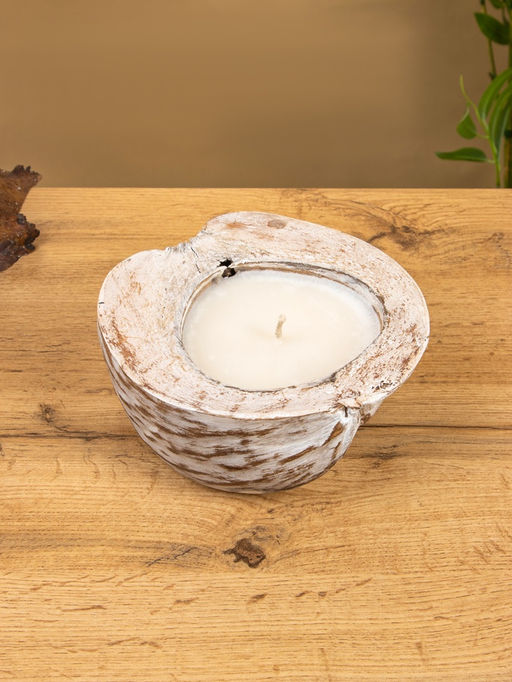 Свеча в кокосе, 20×20×7 см, белая