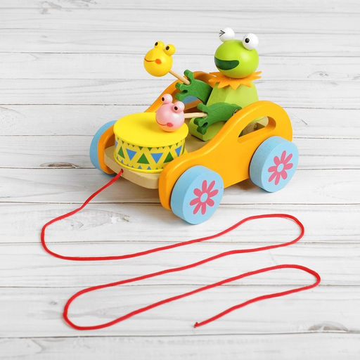 Каталка детская Животные с барабанами, на верёвке, МИКС - Simaland фото 3