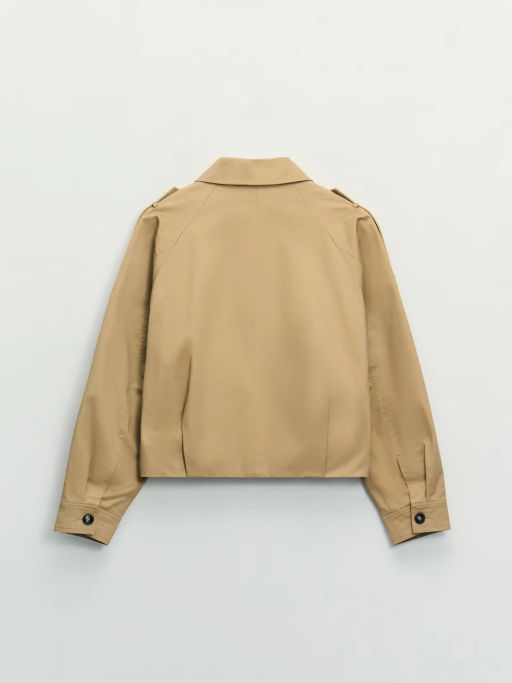 Хлопковая укороченная куртка с ремнем / Zarina  фото 11