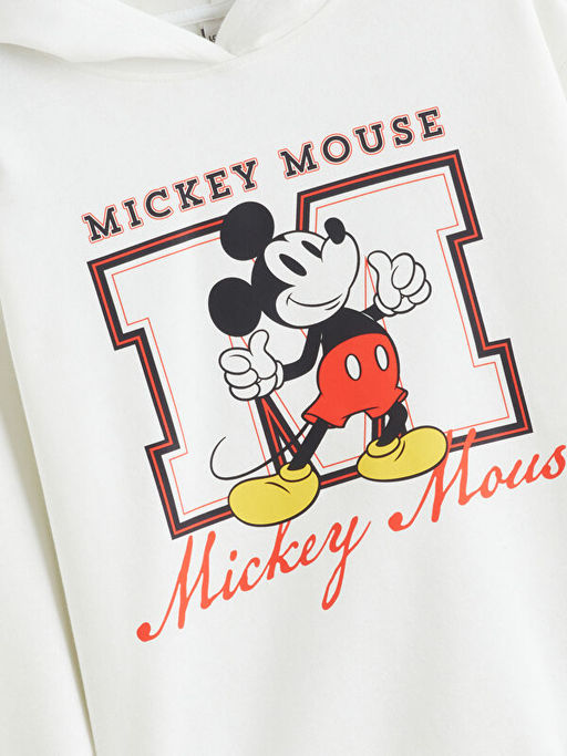 Kap??onlu Mickey Mouse Bask?l? K?z ?ocuk Sweatshirt