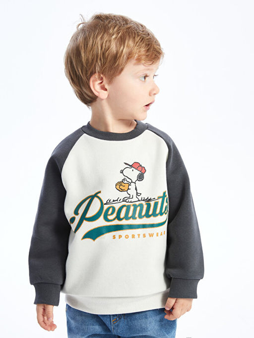 Bisiklet Yaka Uzun Kollu Snoopy Bask?l? Erkek Bebek Sweatshirt - Waikiki фото 2