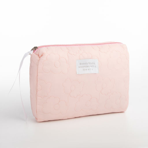 Косметичка на молнии простая, со стёжкой Цветы, розовая - Simaland фото 3