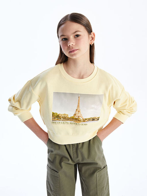 Bisiklet Yaka K?z ?ocuk Sweatshirt