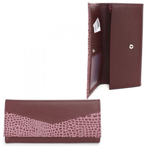 Портмоне женское Croco-ПР-972 натуральная кожа 2 отд, 8 карм, бордовый св кайман ирис/бордо орфей (252/253) 233479