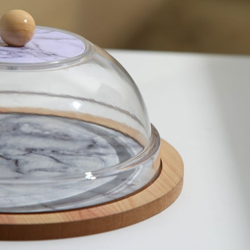 Блюдо с крышкой Дорого внимание Белый мрамор, 15 см, пластик  фото 3