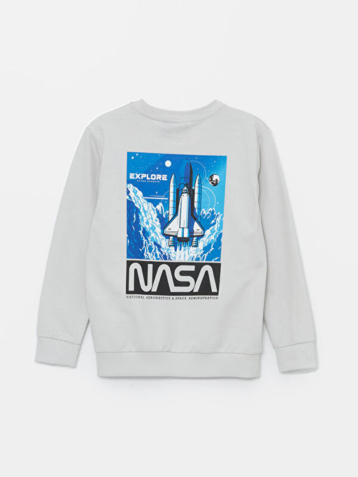 Bisiklet Yaka Bask?l? Erkek ?ocuk Sweatshirt