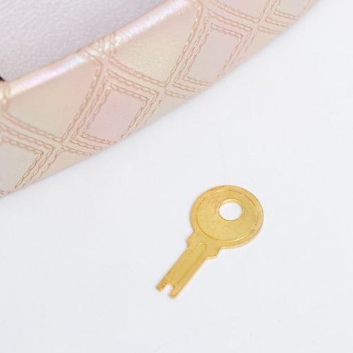 Шкатулка кожзам для украшений сундук Сеть из ромбов. Сливочный перламутр 13х16х23 см - Simaland фото 4