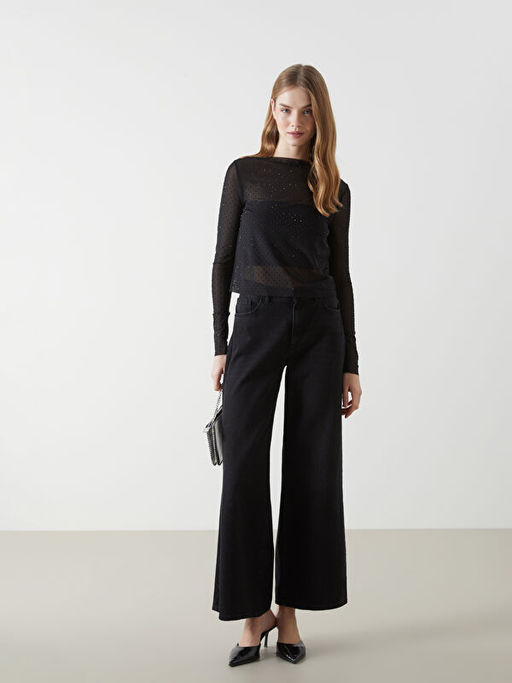 Bisiklet Yaka Ta?l? Kad?n Bluz