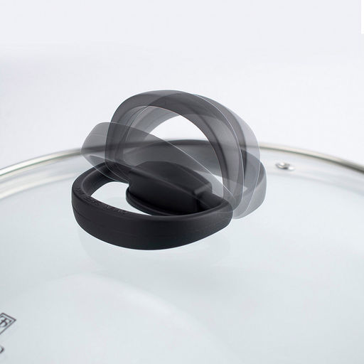 Крышка стеклянная д24см, h3,6см, жаропрочное стекло, термостойкий пластик (нейлон), складывающаяся ручка с покрытием soft-touch, ободок из нержавеющей стали, пароотвод, TalleR (Китай) - Домашняя мода фото 3