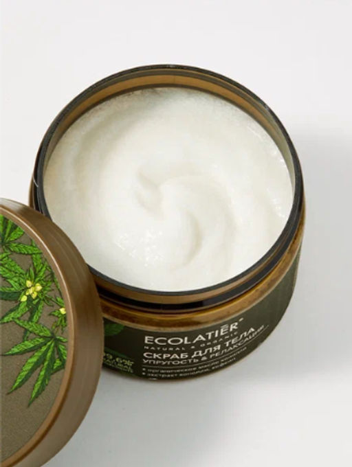 Ecolatier Organic Farm GREEN Скраб д/тела Антицеллюлитный Упругость+Релакс"CANNABIS Oil"300гр банка