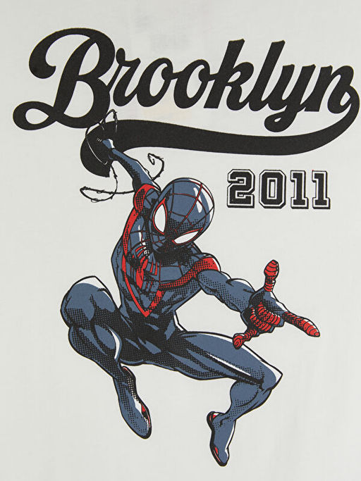 Bisiklet Yaka Spider-Man Bask?l? Erkek ?ocuk Ti??rt