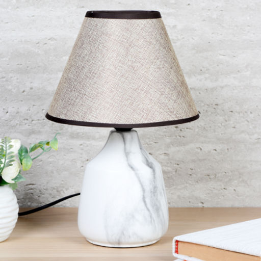 Светильник настольный 33 см серый + бежево-коричневый абажур / M003 /уп 24/713822