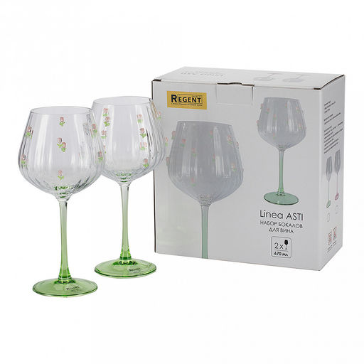 Бокал стеклянный "Linea ASTI" 670мл, для вина, набор 2шт, "Regent" (Китай)