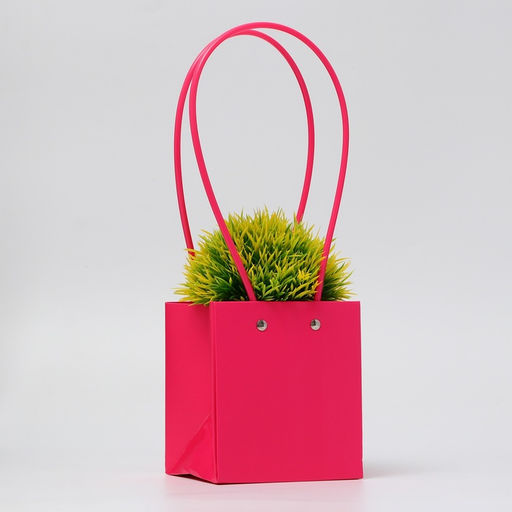 Цена за 10 шт. Сумка для цветов, квадратная, малиновая, влагостойкая, 13×12×12 см