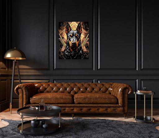 ФРЕЯ PNB/PLPT-269 Набор для раскрашивания по номерам ( с поталью ) 50 х 40 см Доберман в золоте