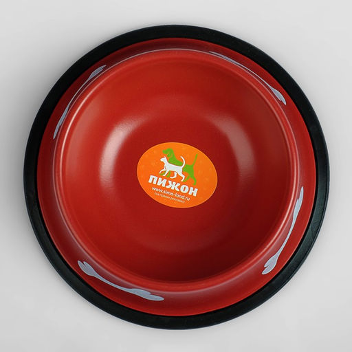 Миска с косточками, железная с нескользящим основанием 15 х 3,5 см, 150 мл, красная - Пижон фото 2