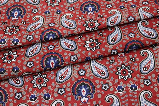 Поплин Барановские мотивы на красно-терракотовом, ГОСТ, ш.1.5м, хлопок-100%, 120гр/м.кв - Купава фото 3